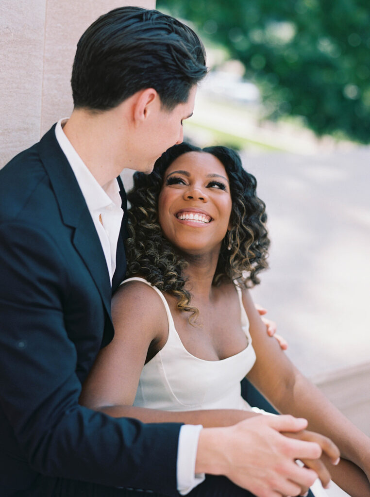 Engagement photos of a couple inside the National Gallery of Art Museum in Washington, DC. 