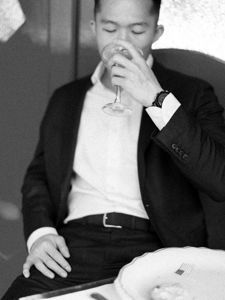 Man drinking an espresso martini at Le Diplomate in Washington, DC