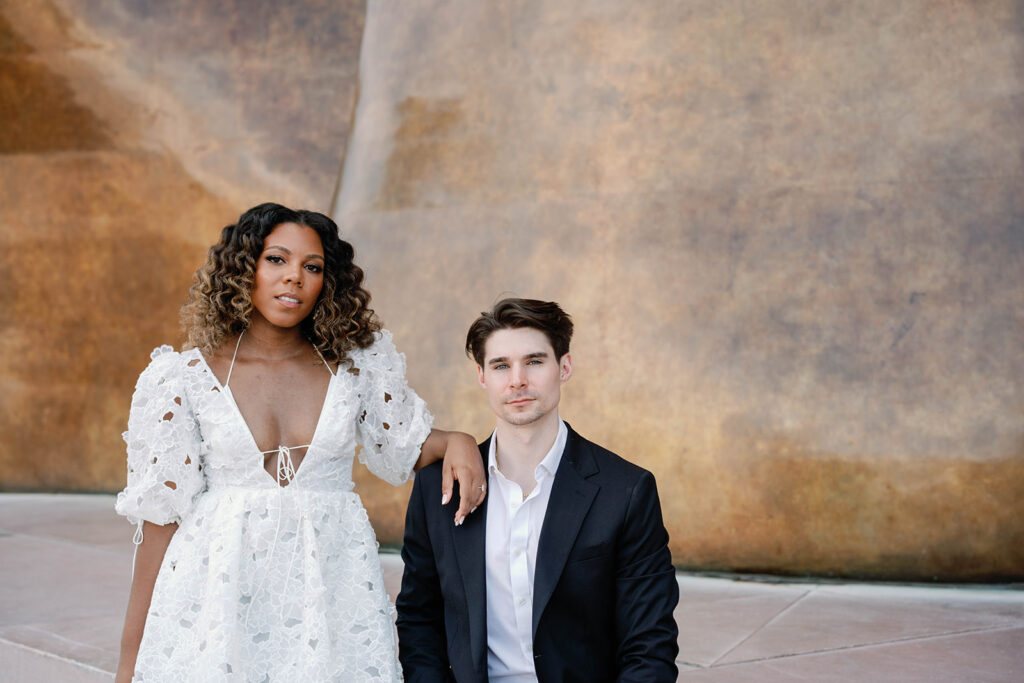 Engagement photos of a couple inside the National Gallery of Art Museum in Washington, DC. 